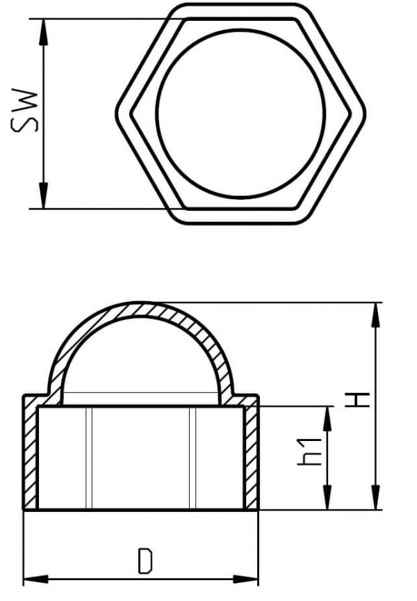 H 600 Sechskantschutzkappen